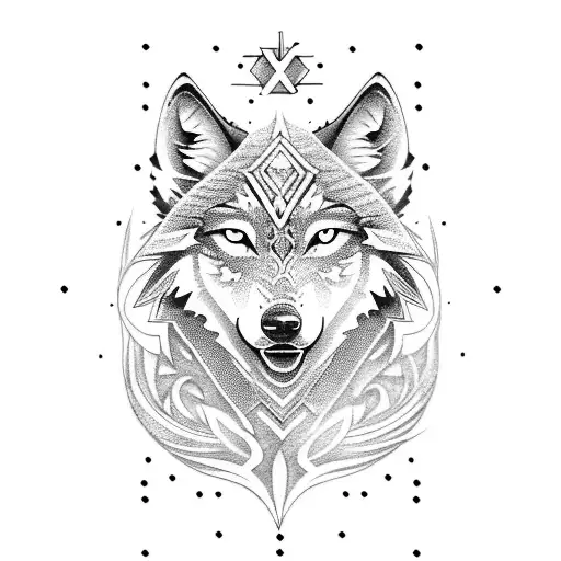 Traditional Wolf With Perun Symbol