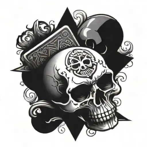 Skull And Ace Of Spades In The Background