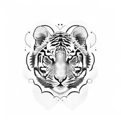 Cartoon Tiger Inside Of A Heart