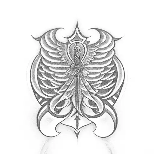 A Cursive Script Spelling Out The Word 'Harmony' With Angel Wings Extending From The Letters