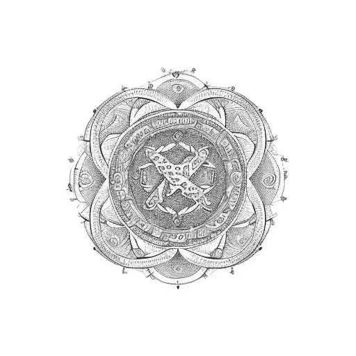 Cancer Zodiac Symbol Incorporated Into A Mandala Design In Blackwork Style