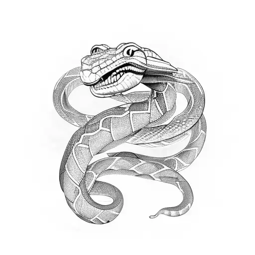 A Uroboros Snake Made Entirely Of Folded Paper