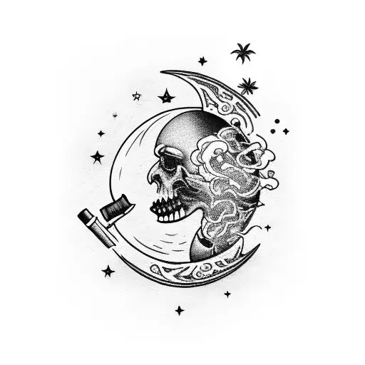 Moon Smoking A Cigarette