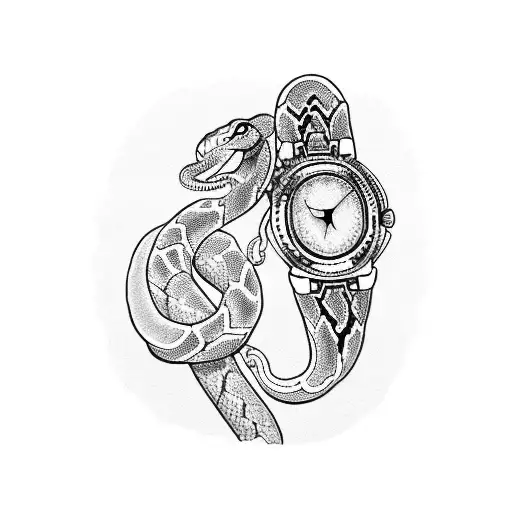 Combine A Watch And A Snake In A Blackwork