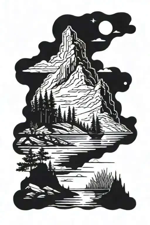 Lonesome Lake And Old Man Of The Mountain Scene