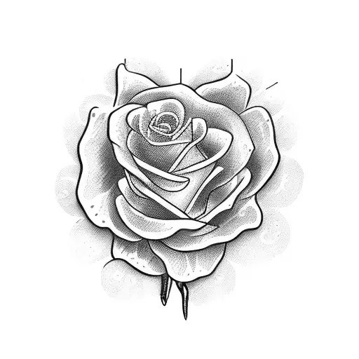 A Tattoo Gun Held By A Skeletal Hand Surrounded By Blooming Roses