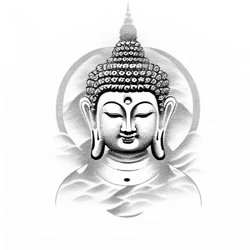 Buddha With Waves Surrounding