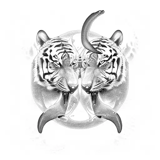 A Dolphin And A Tiger Into Ying And Yang