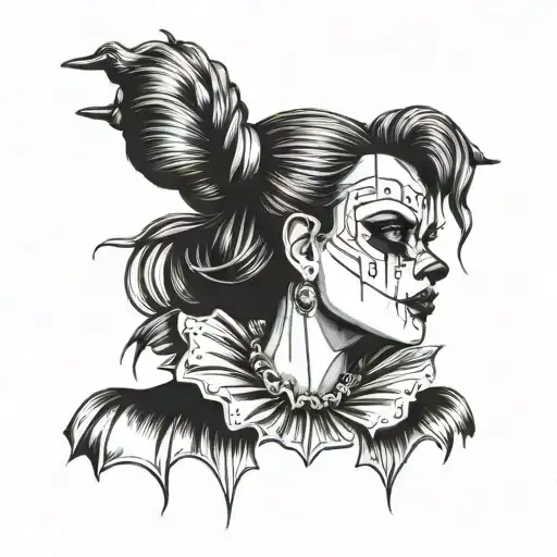 Gothic Clown Woman From The Front With Expansions In Her Ears