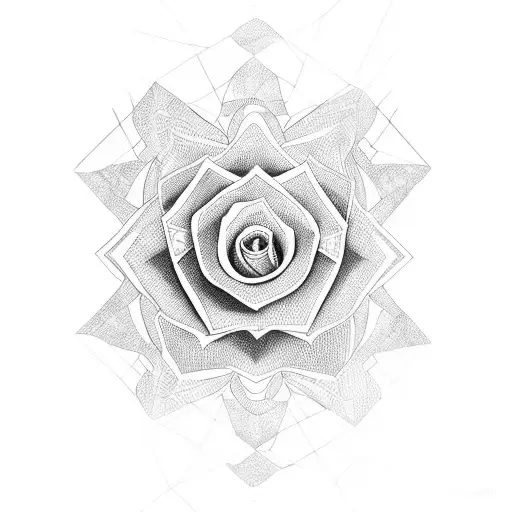 A Geometric Rose With African Patterns Intertwined
