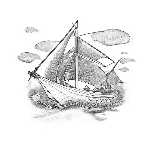 A Dark And Mysterious Viking Longship Navigating Through Stormy Waters