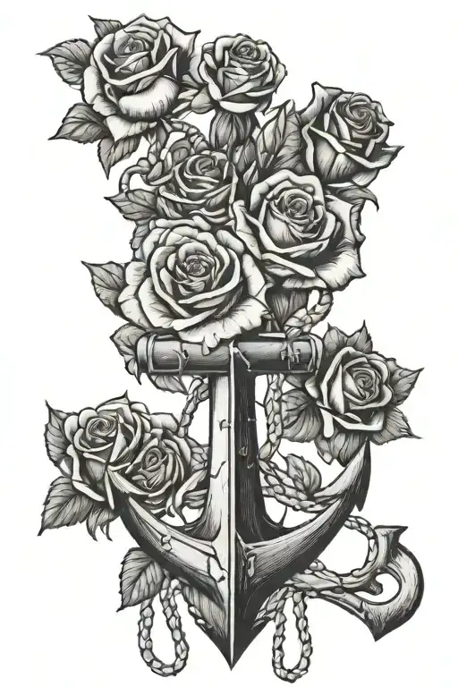 Roses And Ship Anchor