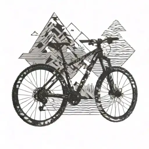 Mountain Bike Silhouette With Intricate Geometric Patterns Incorporated Into The Design