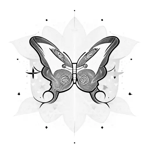 A Guitar With Butterfly Wings And Stars As The Soundwaves