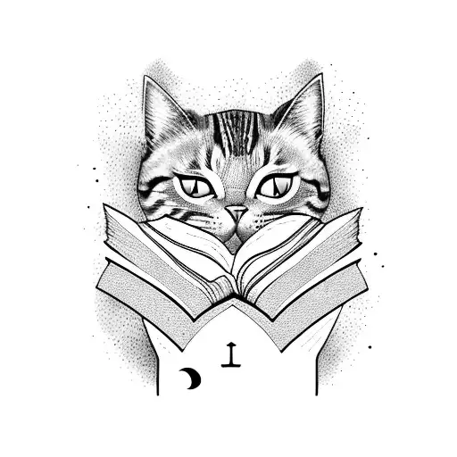 A Mystical Bookshelf Filled With Enchanted Books And A Cat Reading One Of Them