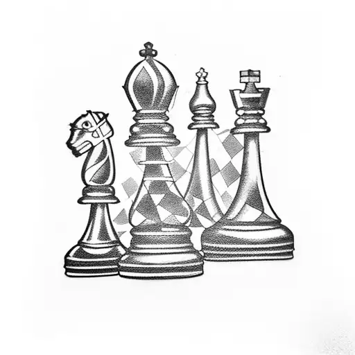 Design A Tattoo Of A Chess Piece With A Brutalist Twist