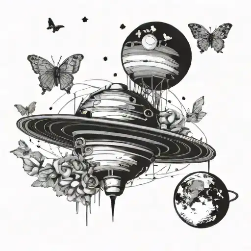 Butterflies Surrounding Planet Saturn