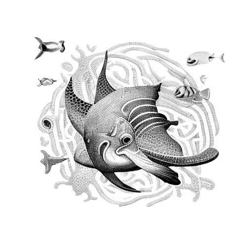 A Vibrant Mosaic Of Various Marine Animals Symbolizing The Interconnectedness Of Ocean Life