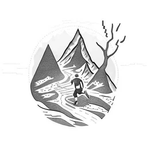 A Trail Runner Sprinting Up A Mountain Peak