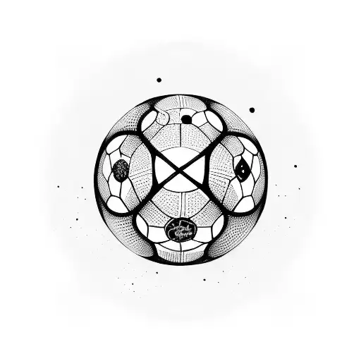 A Blackwork Tattoo Of A Worker's Hand Holding A Soccer Ball With Fcporto Symbol On It