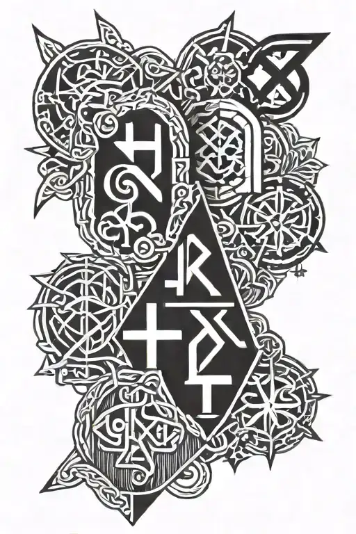 Nordic Runes With Straight Lines