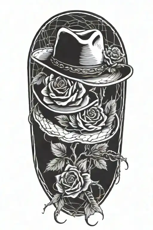 Cowboy Hat With A Rose Intertwined With Barbed Wire
