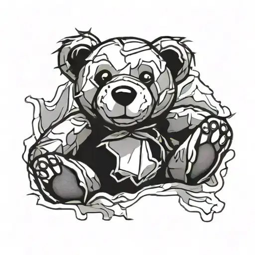 Torn Teddy Bear Sitting