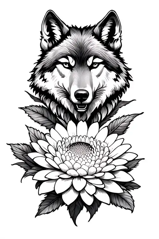Chrysanthemum With Wolf Head In The Center Surrounded