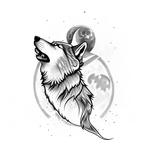 A Majestic Wolf Howling At The Moon In The Midst Of A Mountain Range