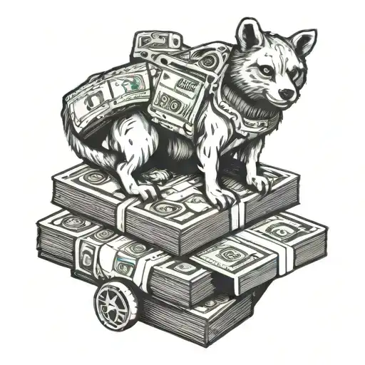 A Stack Of Cash Being Restored Or Repaired By Mechanical Animal Creatures