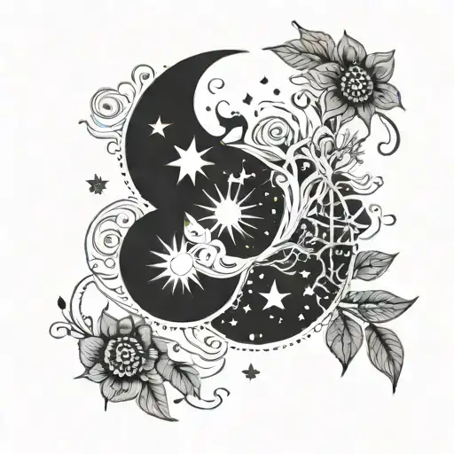 Sun Moon Stars Nature Ying And Yang Family