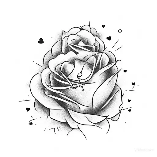 Valentine's Day Tattoo Flash In The Style Of Simple Black And Grey