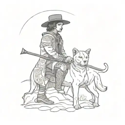 A Shepherd Wearing A Mariachi Hat And A Black Panther By His Side