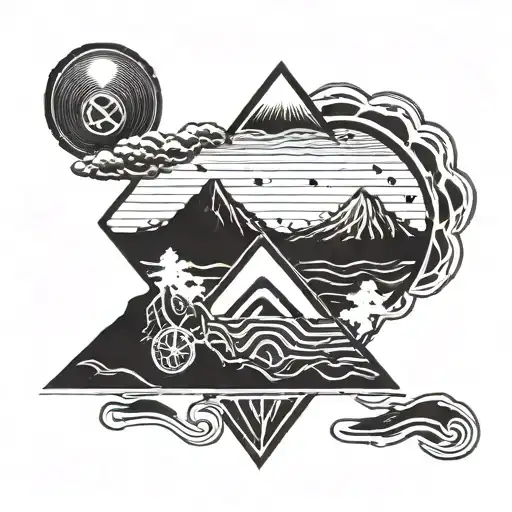 Volcano And Triathlon Symbol