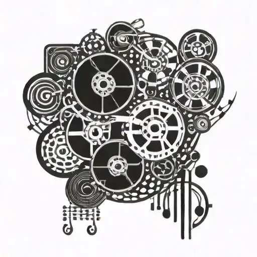 70'S Style Movie Reel With Trippy Patterns And Jazz Music Notes