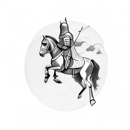 A Knight Riding A Horse On A Black Background