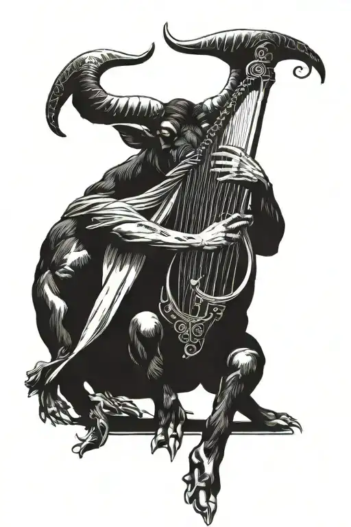 The Horned Black Bull Plays The Harp