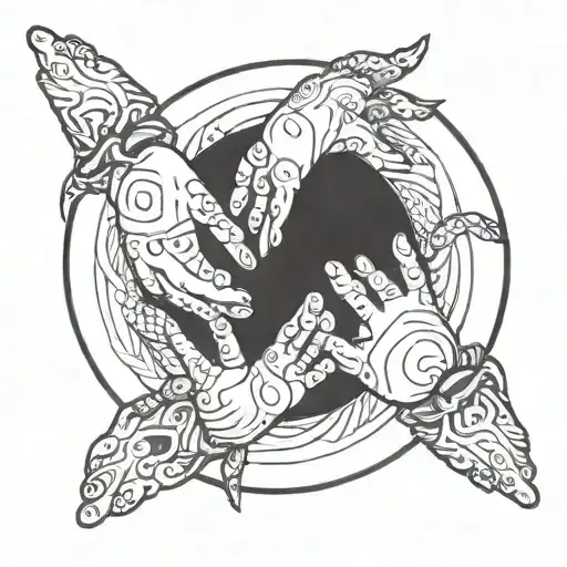 A Playful Design Incorporating Baby Hands And Feet Intertwined In A Circular Pattern