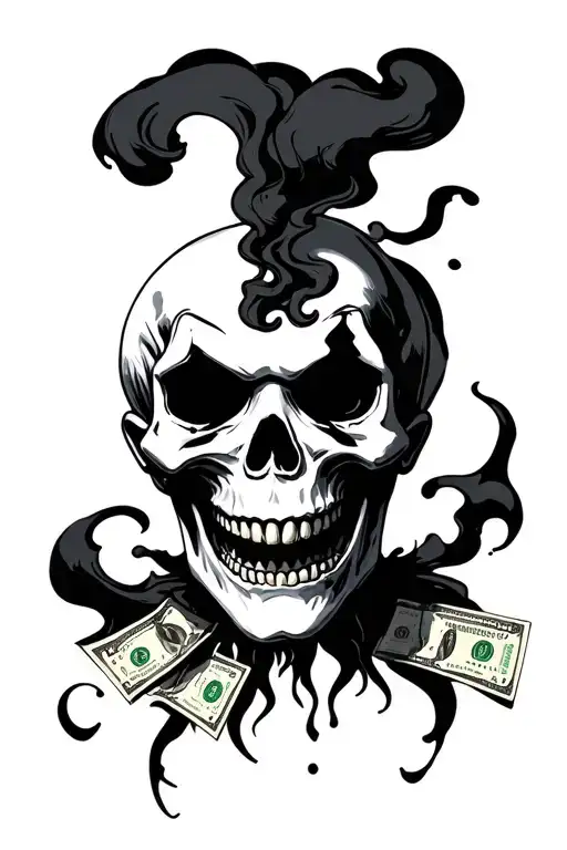 Skull Money Evil Smoke Dead Clown Teeth Honor
