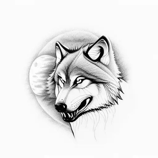 A Majestic Wolf Howling At The Moon In A Rural Landscape