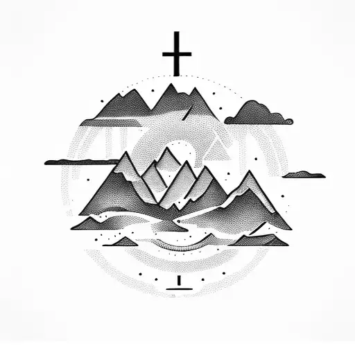 A Mountain Landscape With A Clock Embedded In The Peak