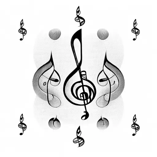 A Blackwork Tattoo Of Music Notes Forming The Shape Of Your Daughter's Name