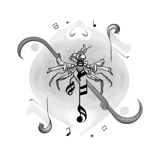 Musical Notes Intertwined With A Scorpio