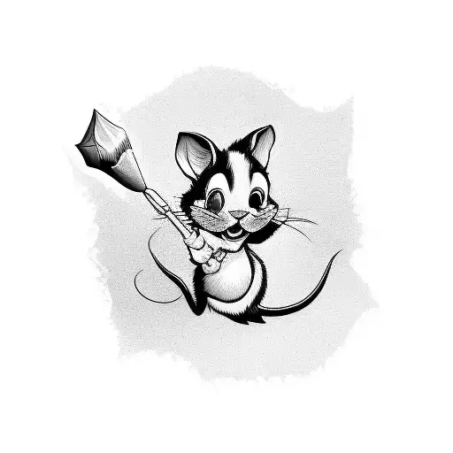 A Dynamic Blackwork Tattoo Of A Stylized Pencil Drawing A Portrait Of Tom And Jerry