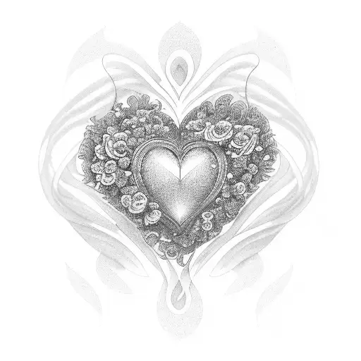 A Cosmic Heart Made Of Music Notes Surrounded By Blooming Flowers