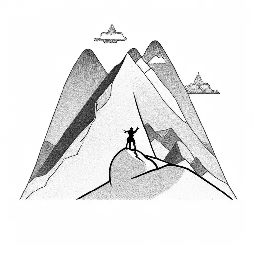 A Silhouette Of A Hiker Standing On Top Of A Mountain Peak At Sunset