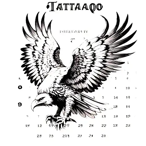 A Calendar With The Required Dates And An Eagle That Surrounds This Calendar With Its Wings