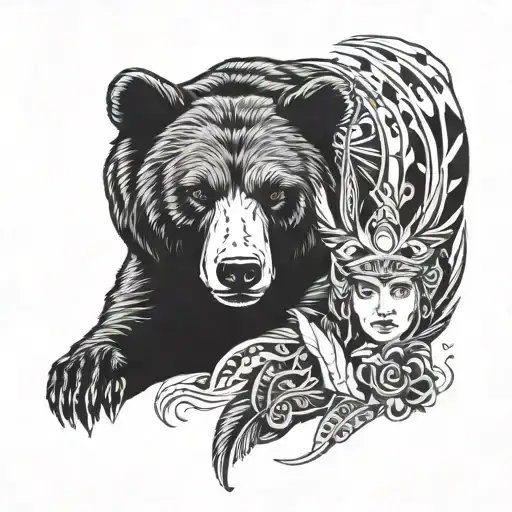Bear With An Indigenous Woman For His Forearm