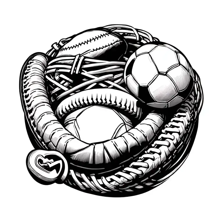 Sports Equipment Intertwined