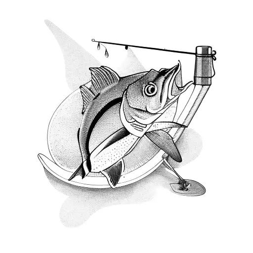 A Fishing Rod And A Wooden Spoon